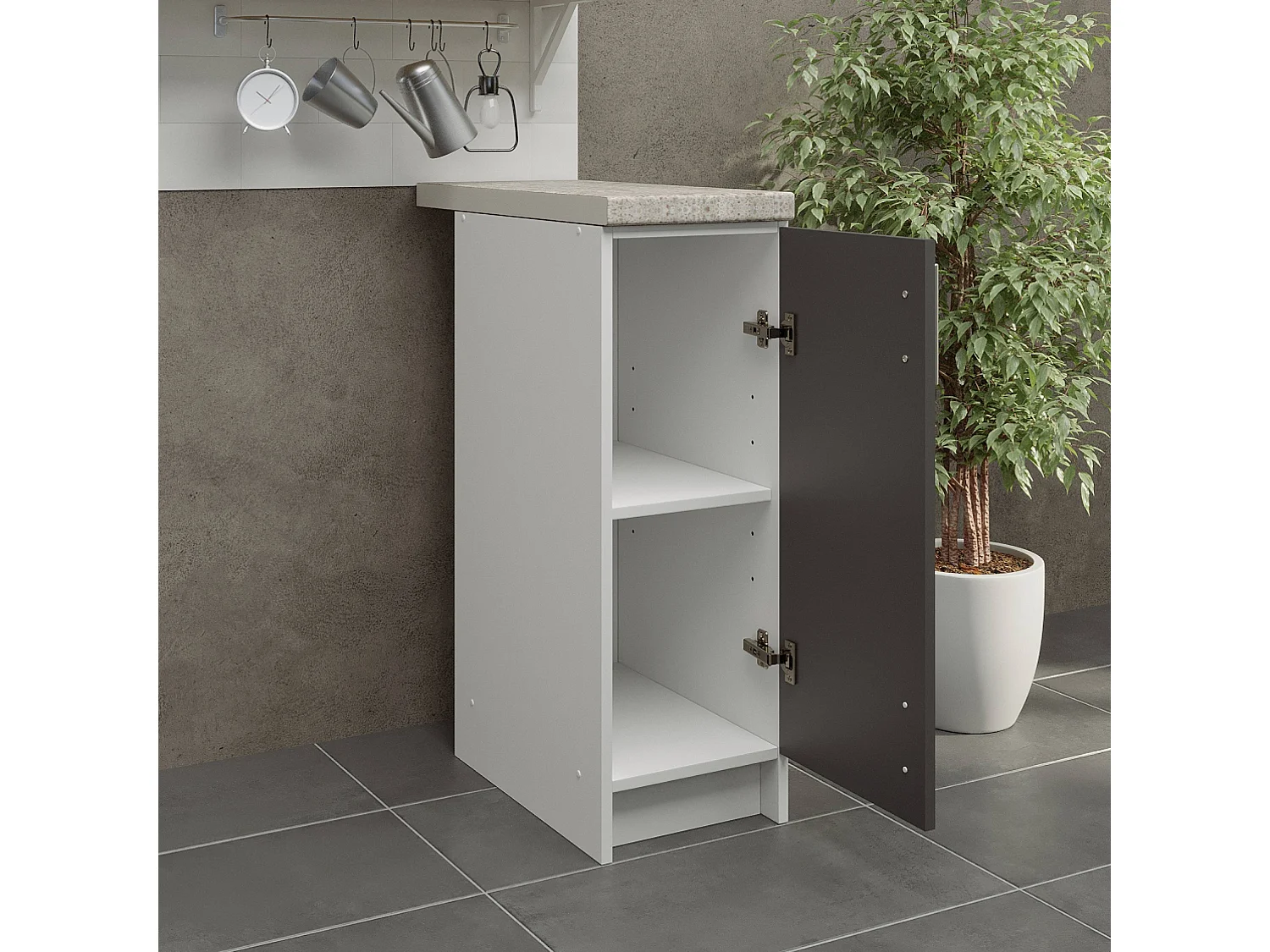 JD Greta Kitchen Base Unit 300mm Storage Cabinet With Door Shelf 30cm Dark Grey Matt with Worktop