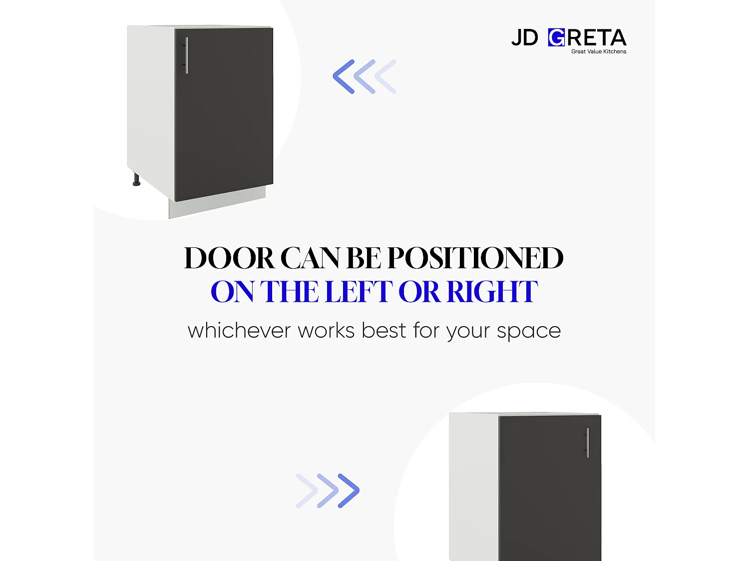 JD Greta Adjustable Legs Kitchen Base Unit 400mm Storage Cabinet With Door Shelf 40cm - Dark Grey Matt