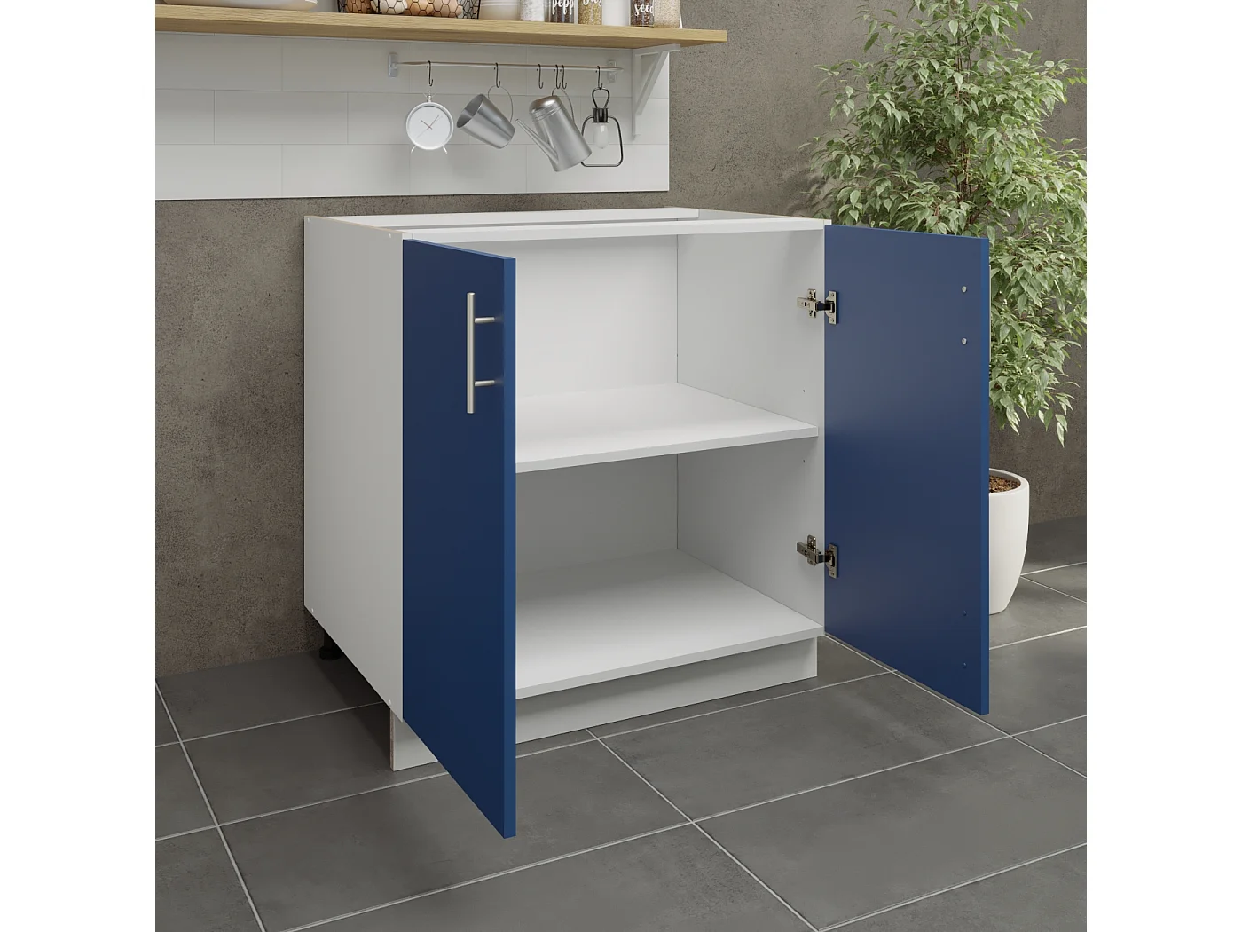 JD Greta Adjustable Legs Kitchen Base Unit 800mm Storage Cabinet With Door Shelf 80cm - Navy Blue Matt