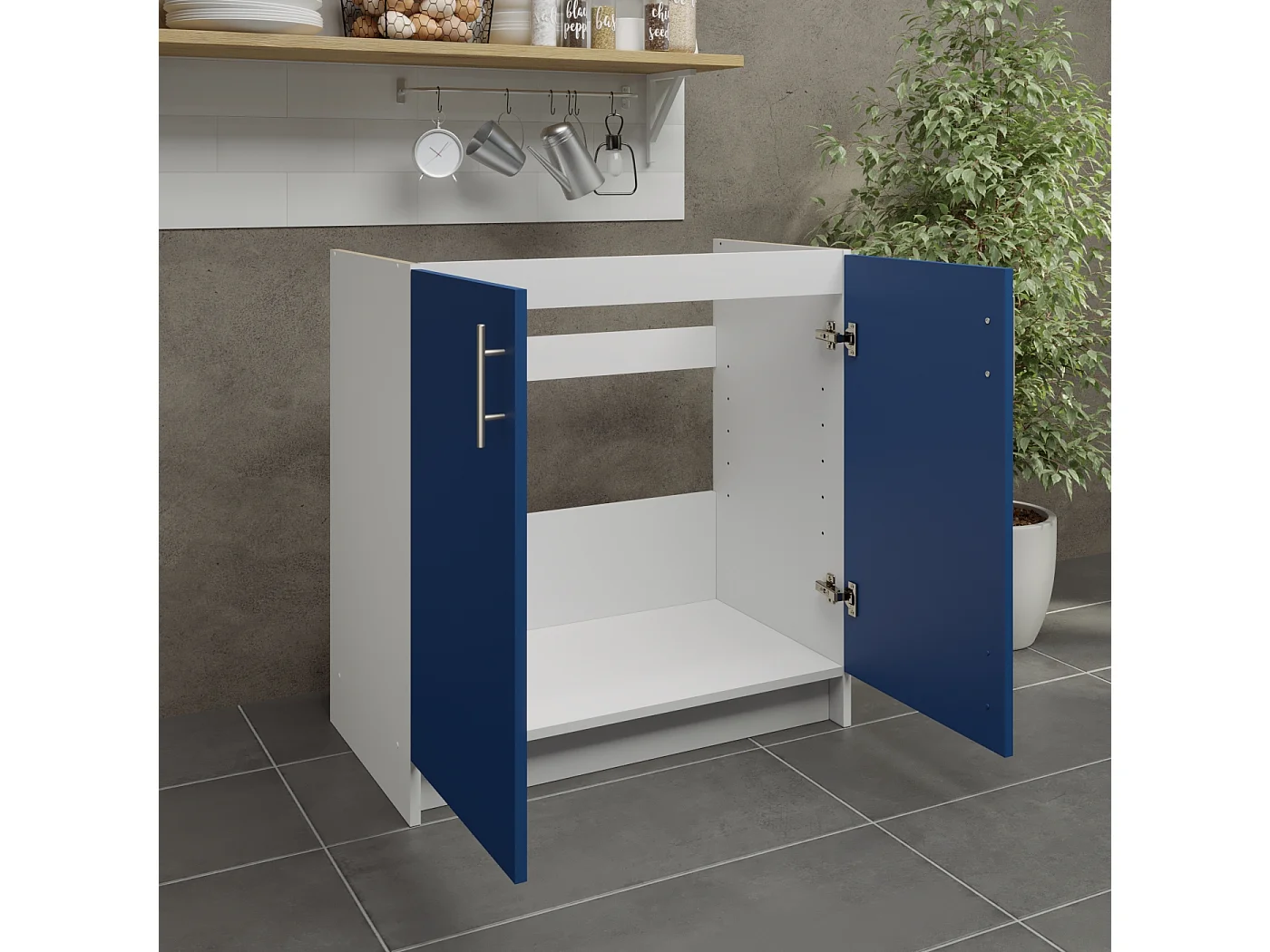 JD Greta Kitchen Base Sink Unit 800mm Cabinet With Doors 80cm - Navy Blue Matt
