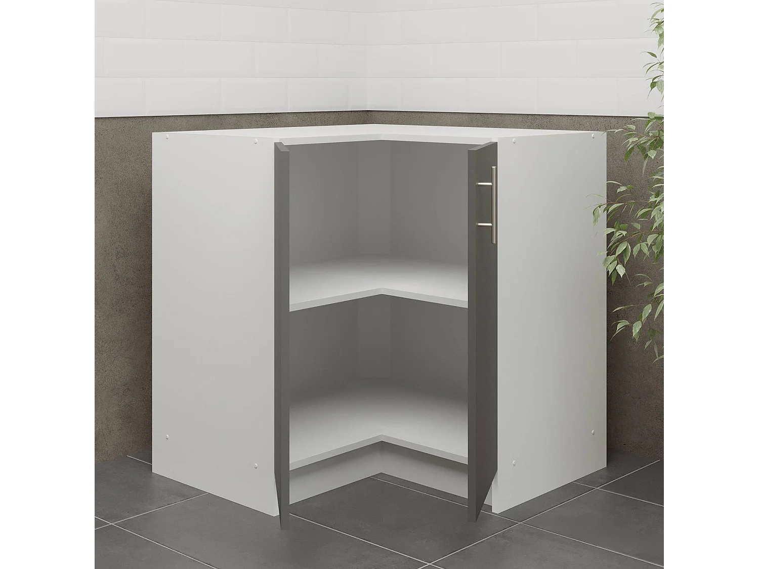 JD Greta Kitchen Base Corner Unit 800mm Cabinet With Doors 80cm - Dark Grey Matt