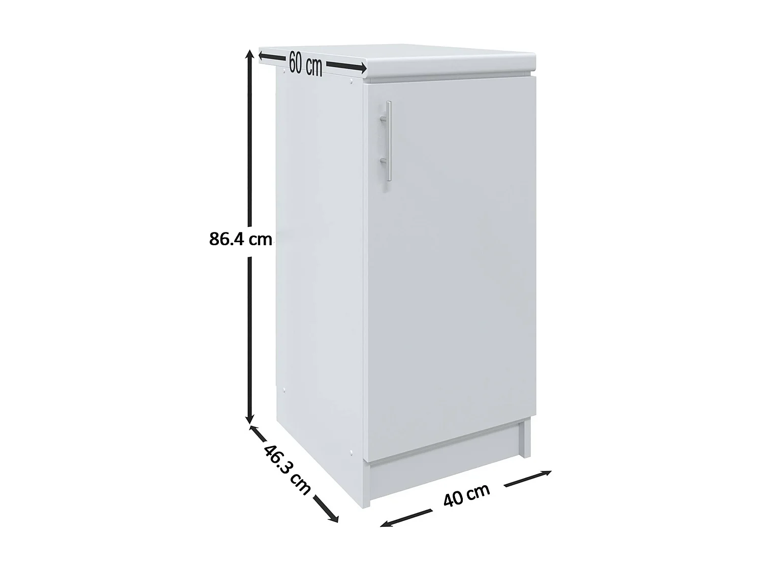 JD Greta Kitchen Base Unit 400mm Storage Cabinet With Door Shelf 40cm Grey Matt with Worktop