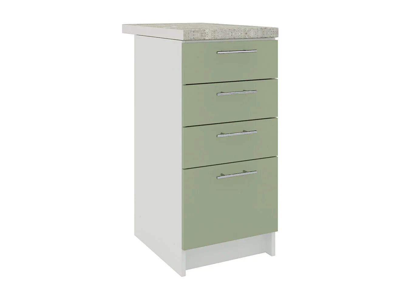 JD Greta Kitchen Base Drawer Unit 400mm Cabinet With Fronts 40cm Sage Green Matt with Worktop