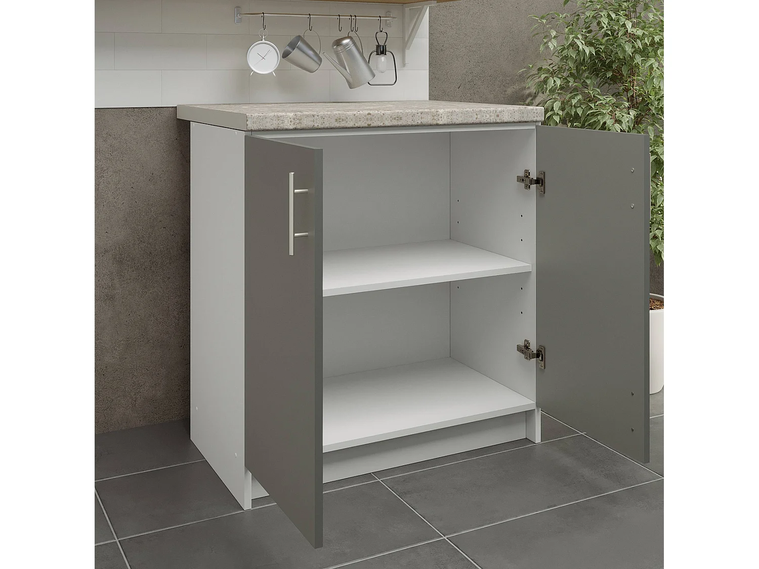JD Greta Kitchen Base Unit 800mm Storage Cabinet With Doors Shelf 80cm Grey Matt with Worktop