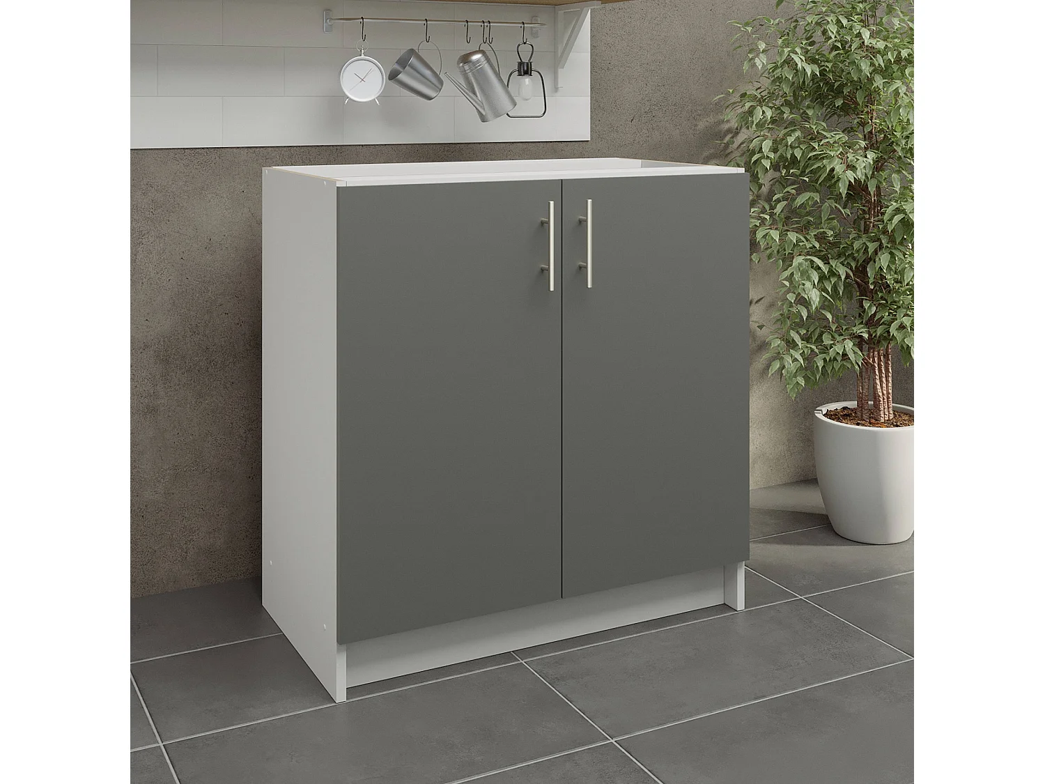 JD Greta Kitchen Base Unit 800mm Storage Cabinet With Doors Shelf 80cm - Grey Matt