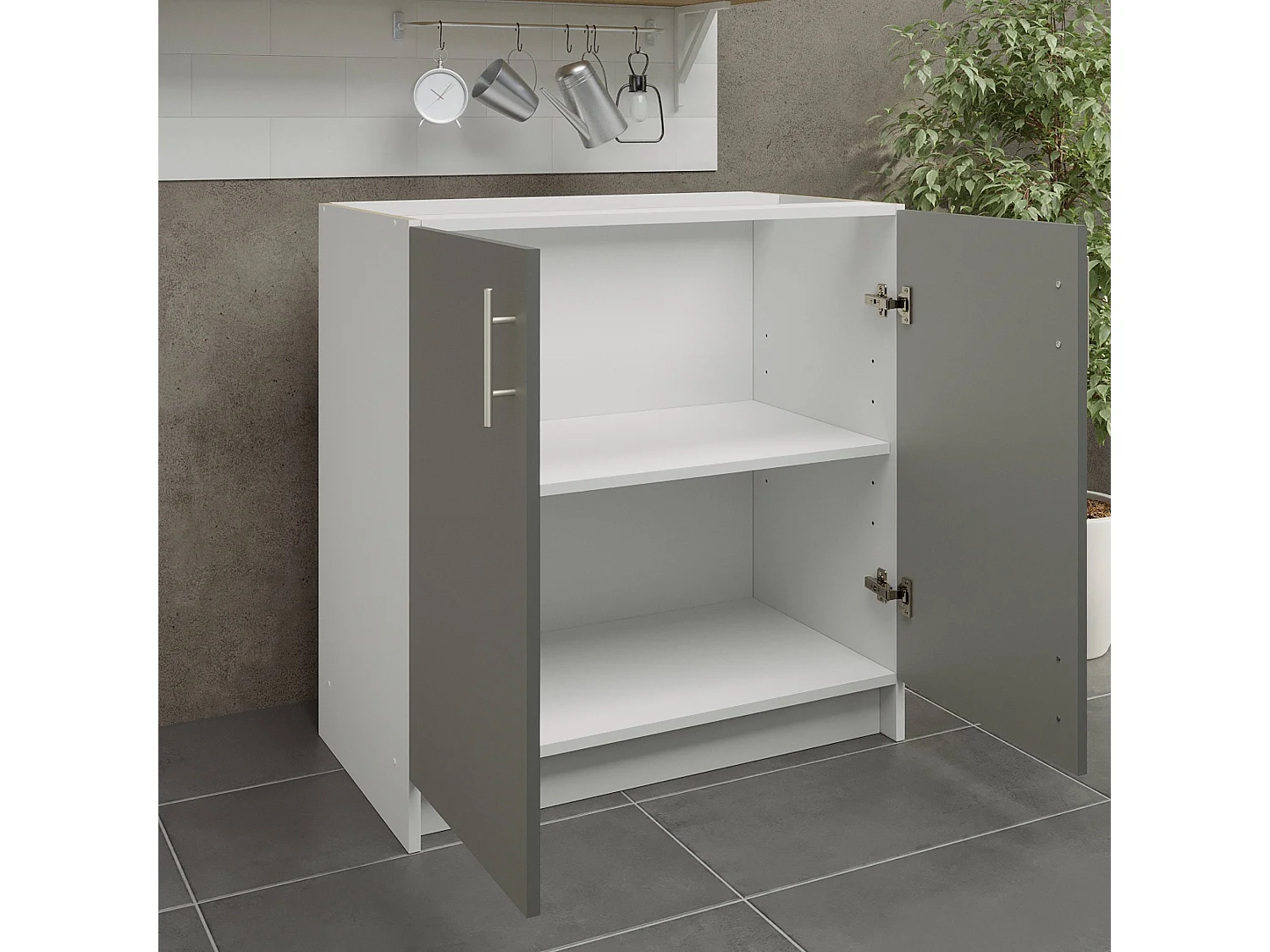 JD Greta Kitchen Base Unit 800mm Storage Cabinet With Doors Shelf 80cm - Grey Matt