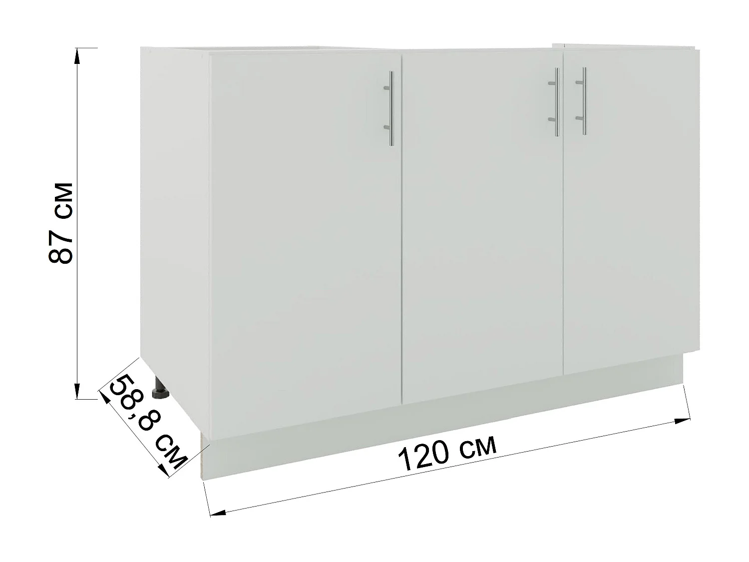 JD Greta Adjustable Legs Kitchen Sink Unit 1200mm Cabinet With Doors - Grey Matt