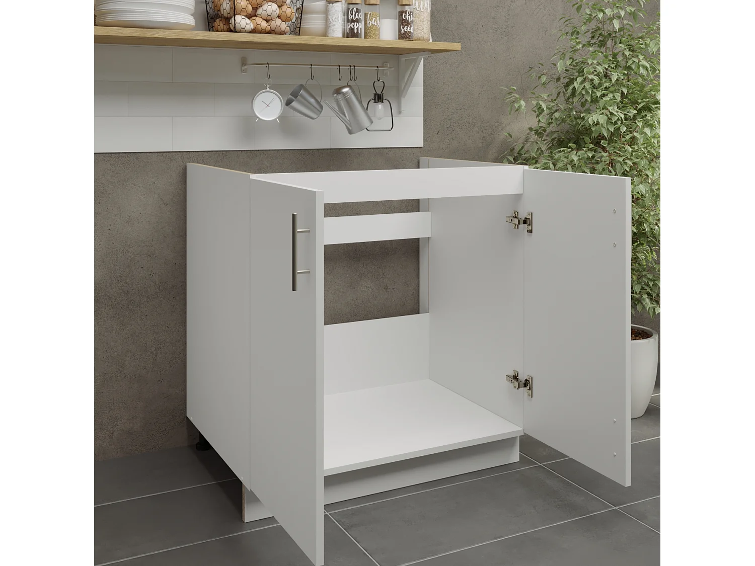 JD Greta Adjustable Legs Kitchen Sink Unit 800mm Cabinet With Doors - White Matt
