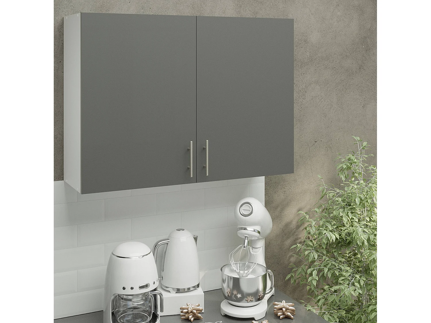 JD Greta Kitchen Wall Unit 1000mm Storage Cabinet With Doors and Shelf 100cm - Grey Matt