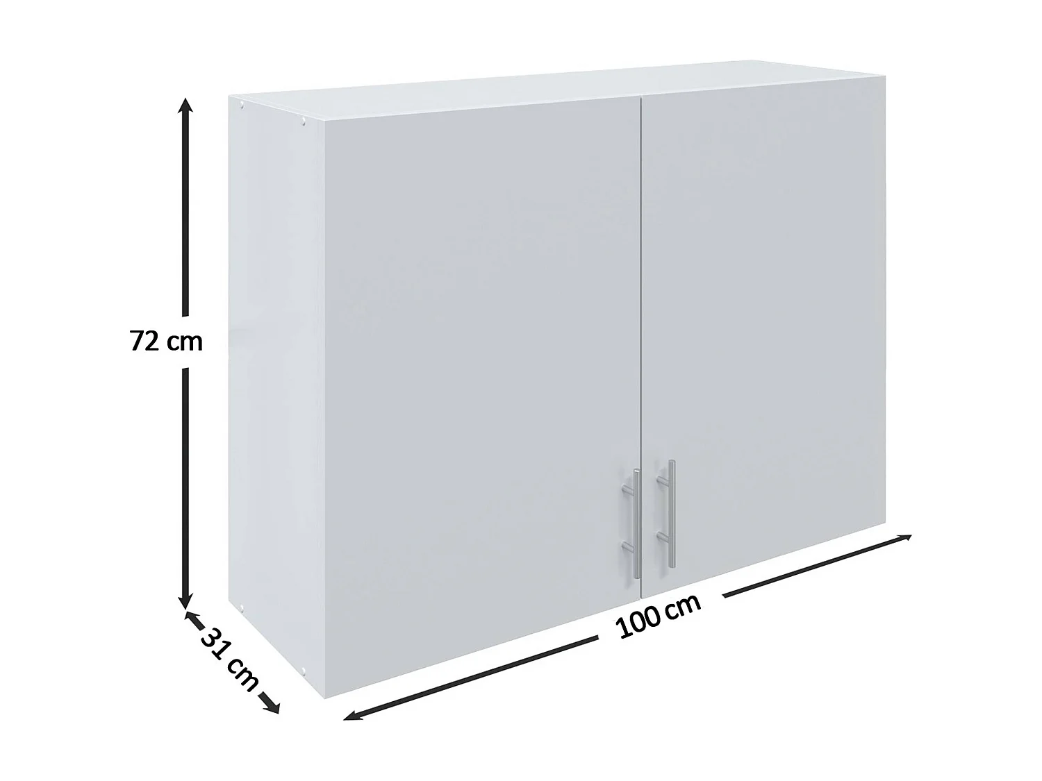 JD Greta Kitchen Wall Unit 1000mm Storage Cabinet With Doors and Shelf 100cm - Grey Matt