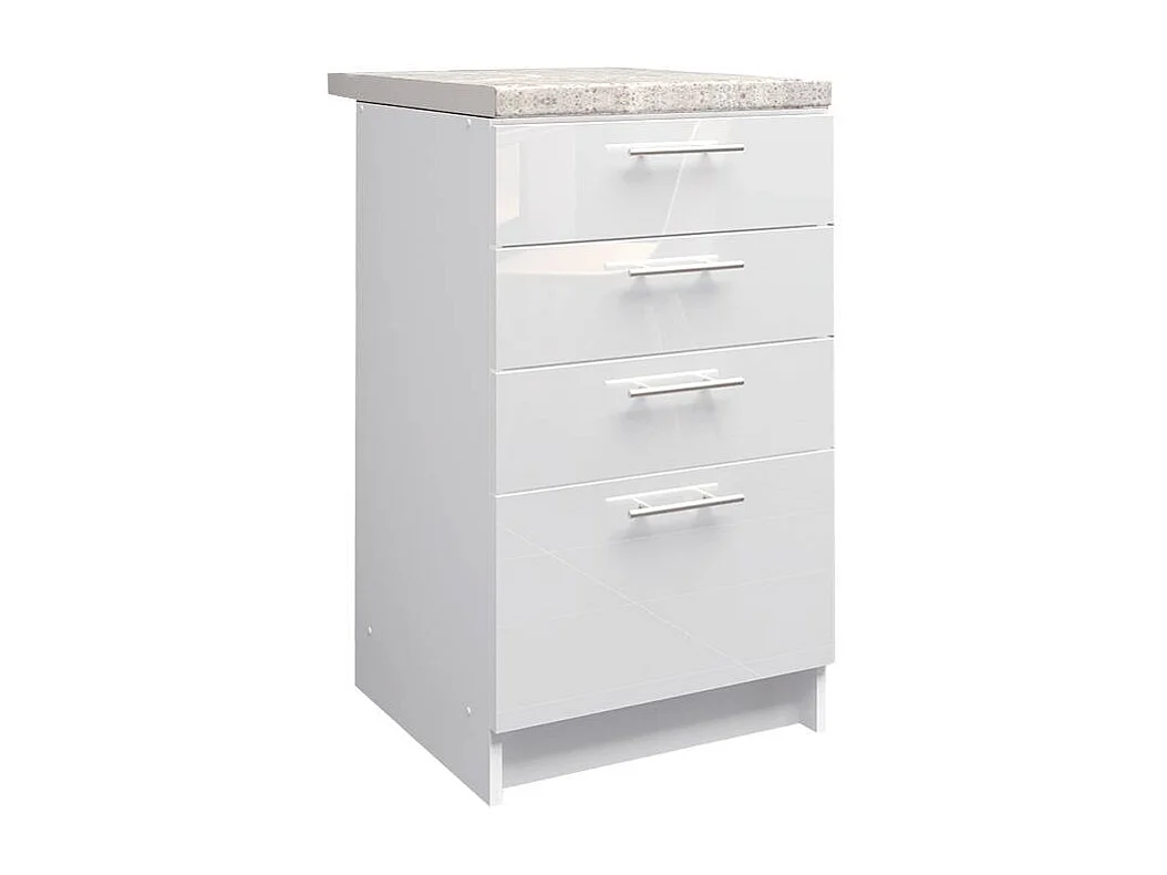 JD Greta Kitchen Base Drawer Unit 500mm Cabinet With Fronts 50cm White Gloss with Worktop