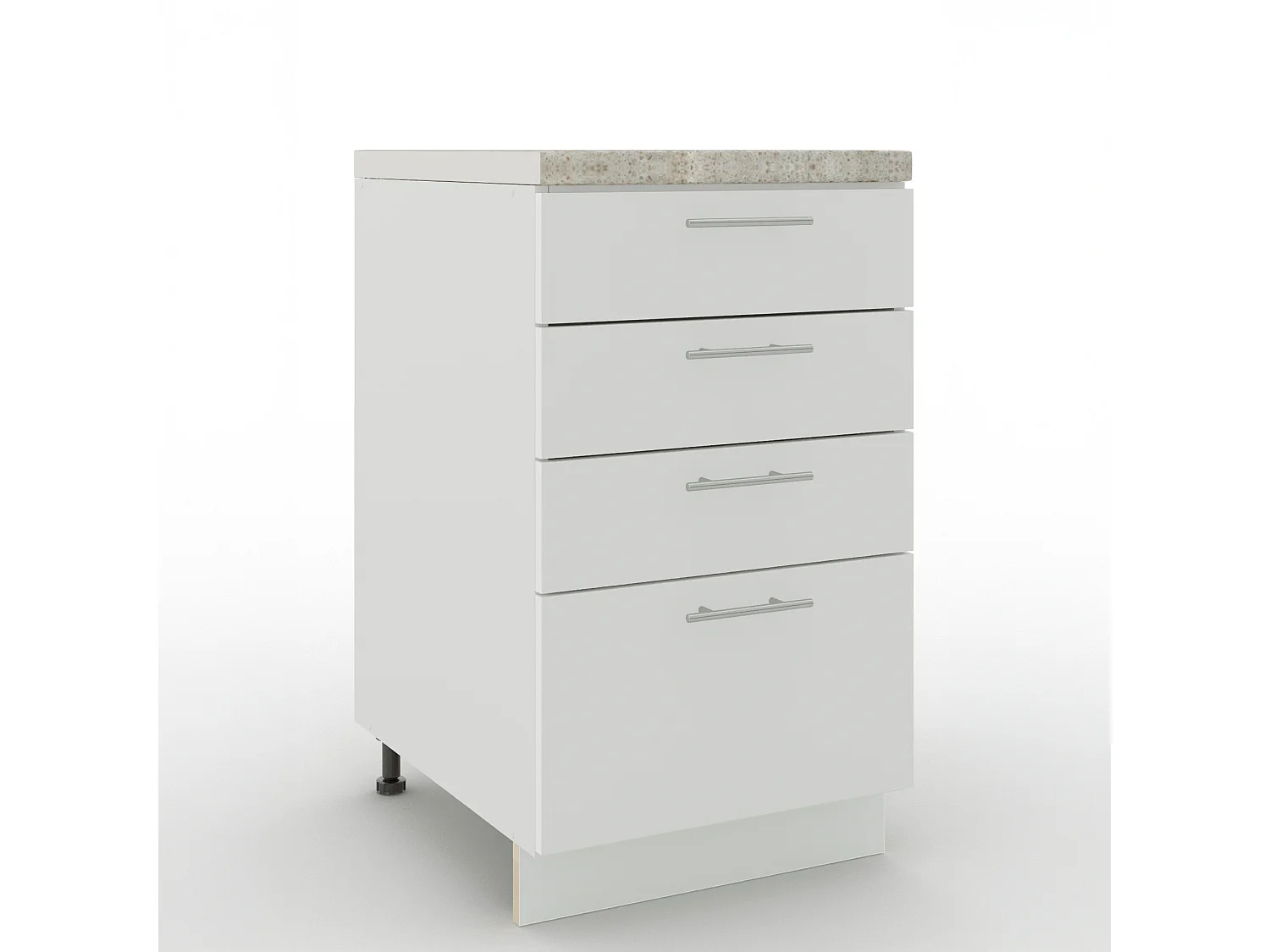 JD Greta Adjustable Legs Kitchen Drawer Unit 500mm Storage Cabinet With Door Shelf 50cm - White Matt With Worktop