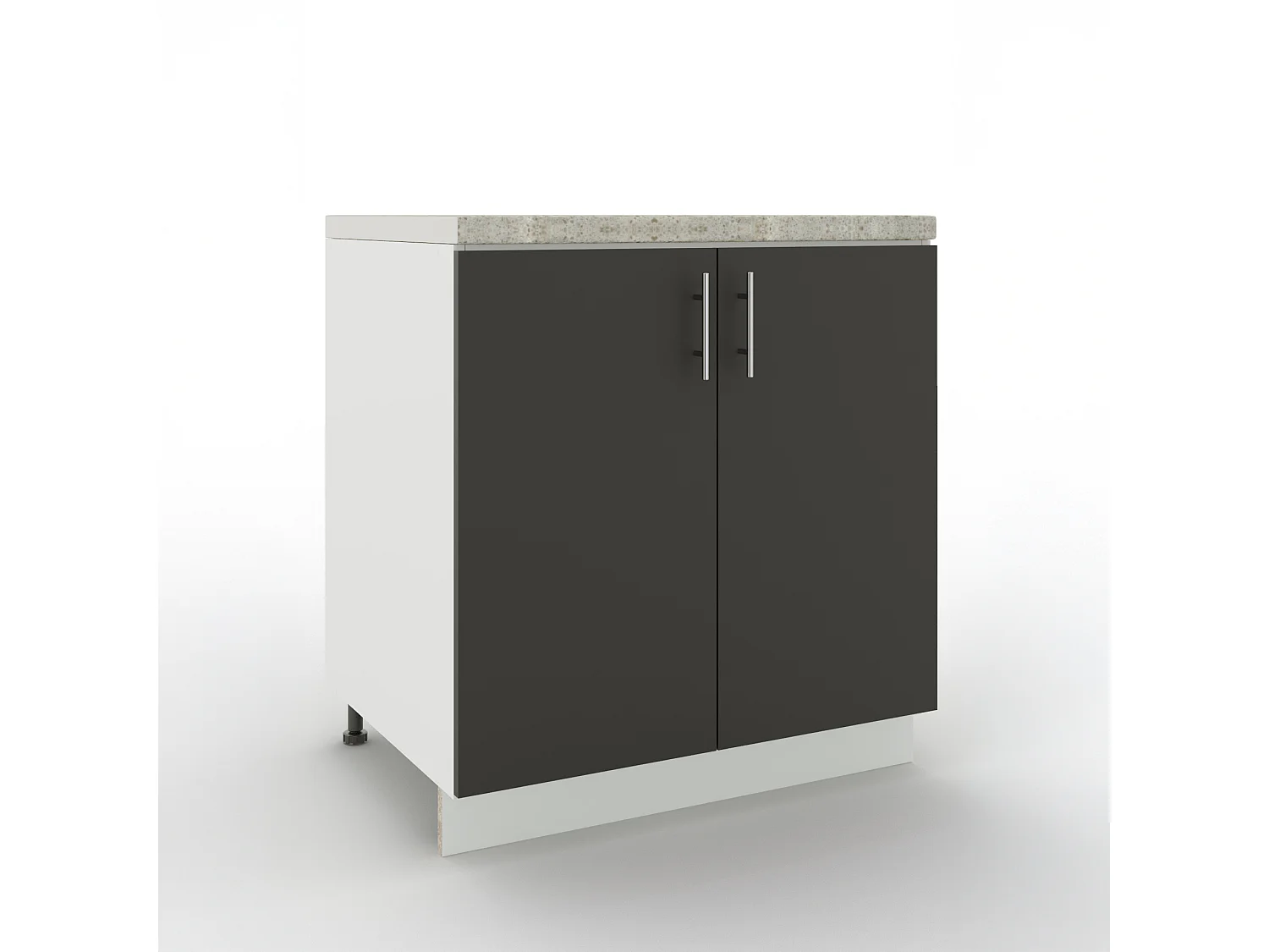 JD Greta Adjustable Legs Kitchen Sink Unit 800mm Cabinet With Doors - Dark Grey Matt With Worktop