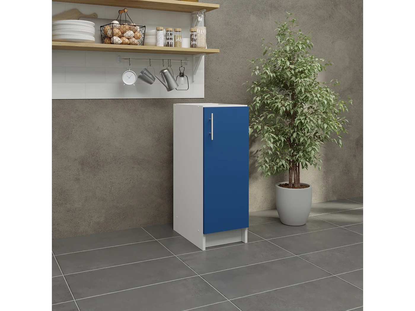 JD Greta Kitchen Base Unit 300mm Storage Cabinet With Door Shelf 30cm - Navy Blue Matt