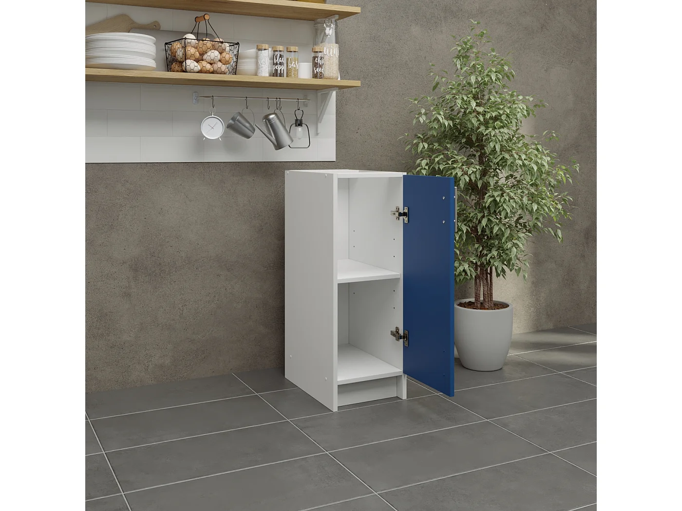 JD Greta Kitchen Base Unit 300mm Storage Cabinet With Door Shelf 30cm - Navy Blue Matt