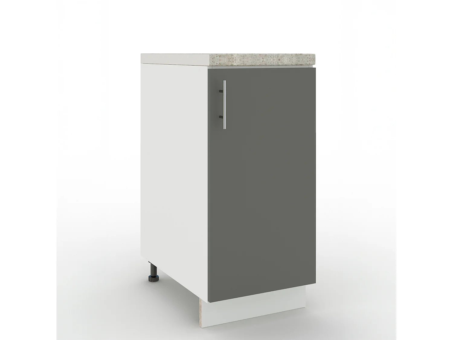 JD Greta Adjustable Legs Kitchen Base Unit 400mm Storage Cabinet With Door Shelf 40cm - Grey Matt With Worktop