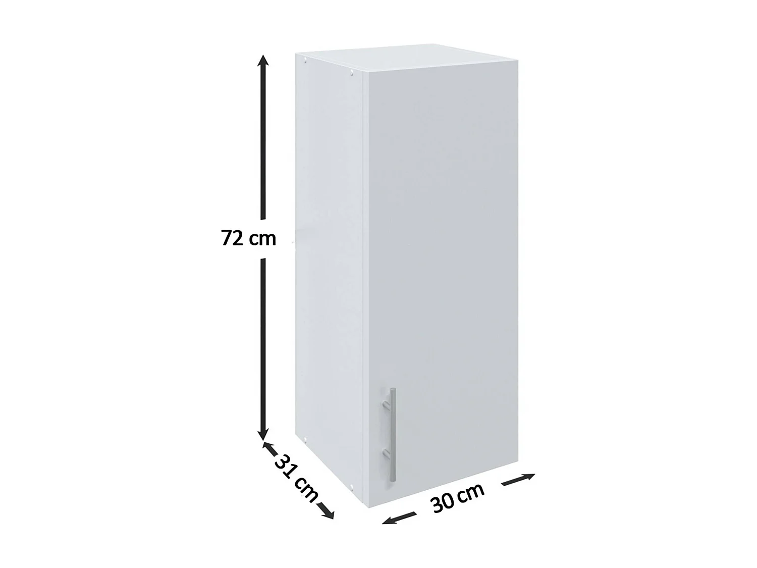JD Greta Kitchen Wall Unit 300mm Storage Cabinet With Doors and Shelf 30cm - White Gloss
