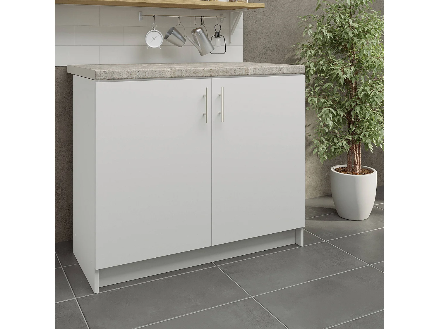 JD Greta Kitchen Base Unit 1000mm Storage Cabinet With Doors Shelf 100cm White Matt with Worktop