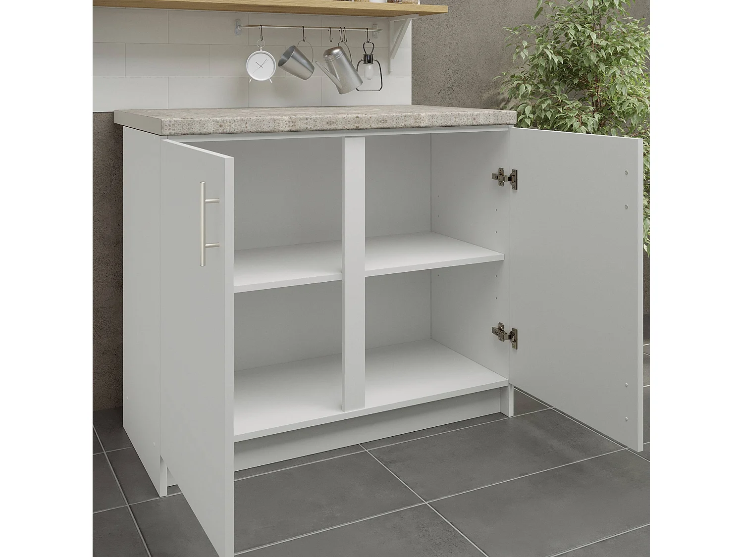 JD Greta Kitchen Base Unit 1000mm Storage Cabinet With Doors Shelf 100cm White Matt with Worktop