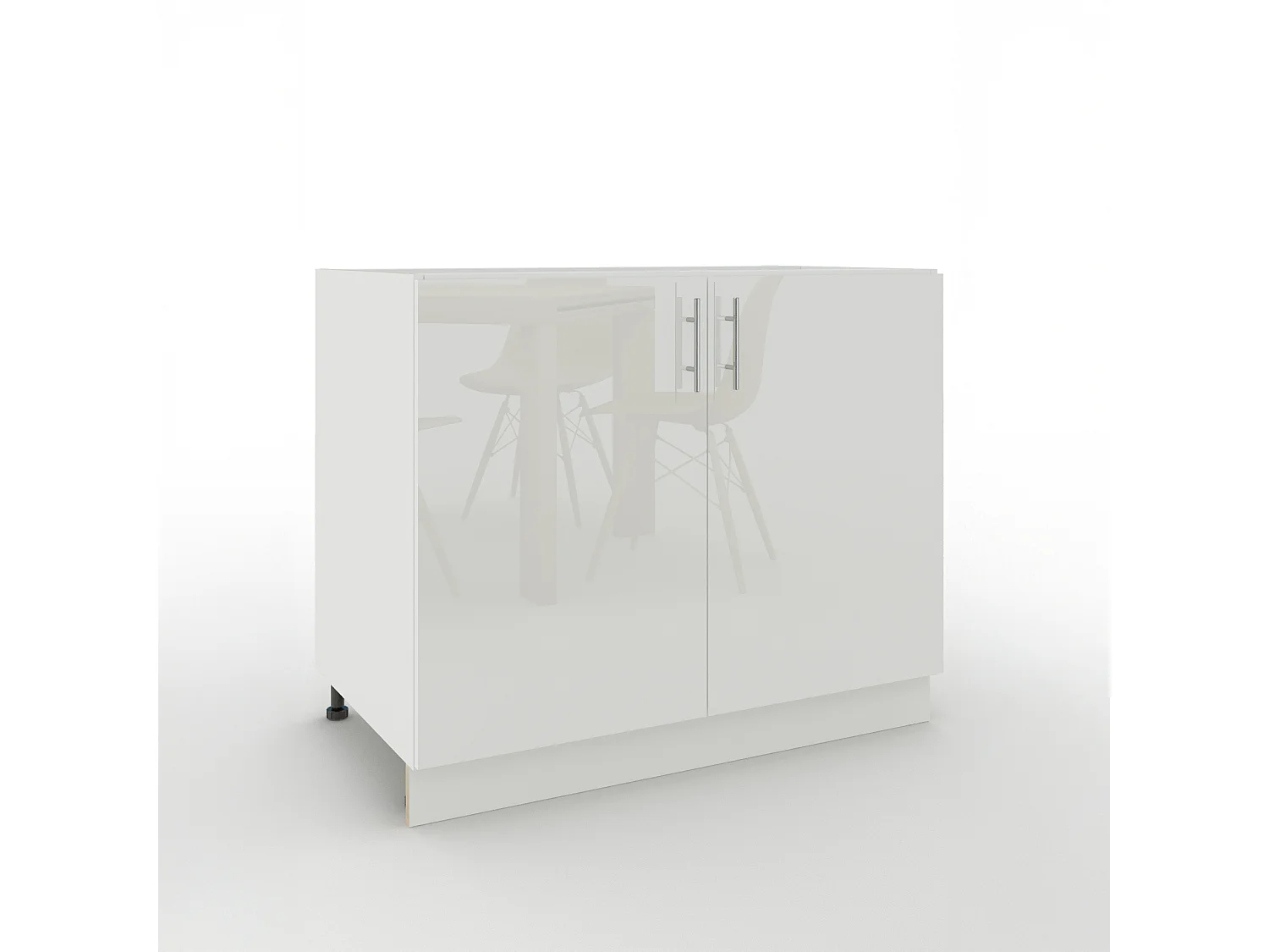 JD Greta Adjustable Legs Kitchen Sink Unit 1000mm Cabinet With Doors - White Gloss