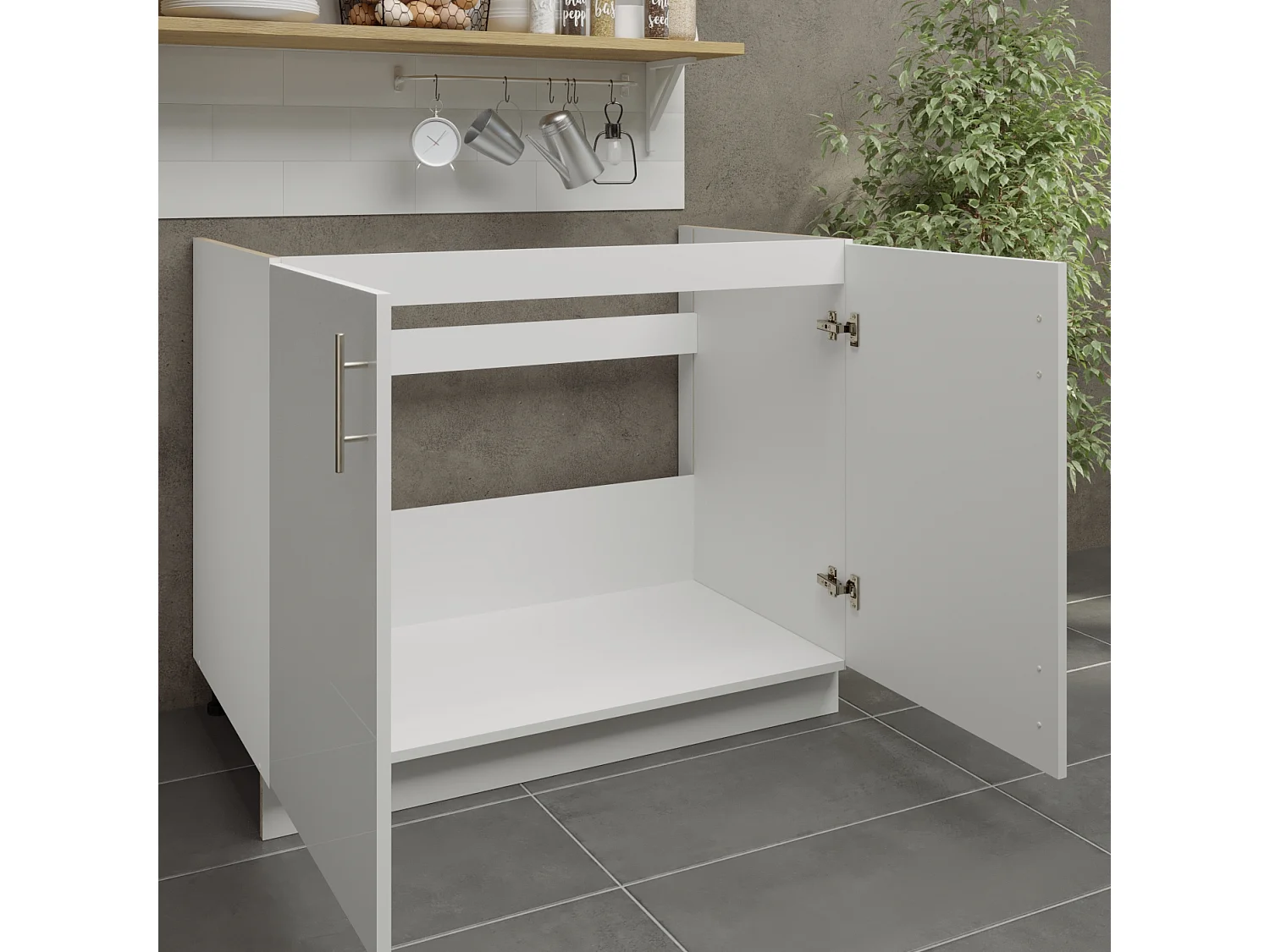 JD Greta Adjustable Legs Kitchen Sink Unit 1000mm Cabinet With Doors - White Gloss