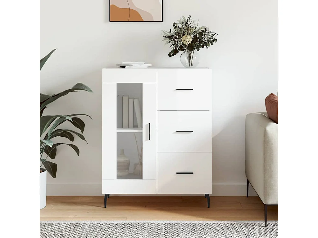 Berkfield Sideboard High Gloss White 69.5x34x90 cm Engineered Wood