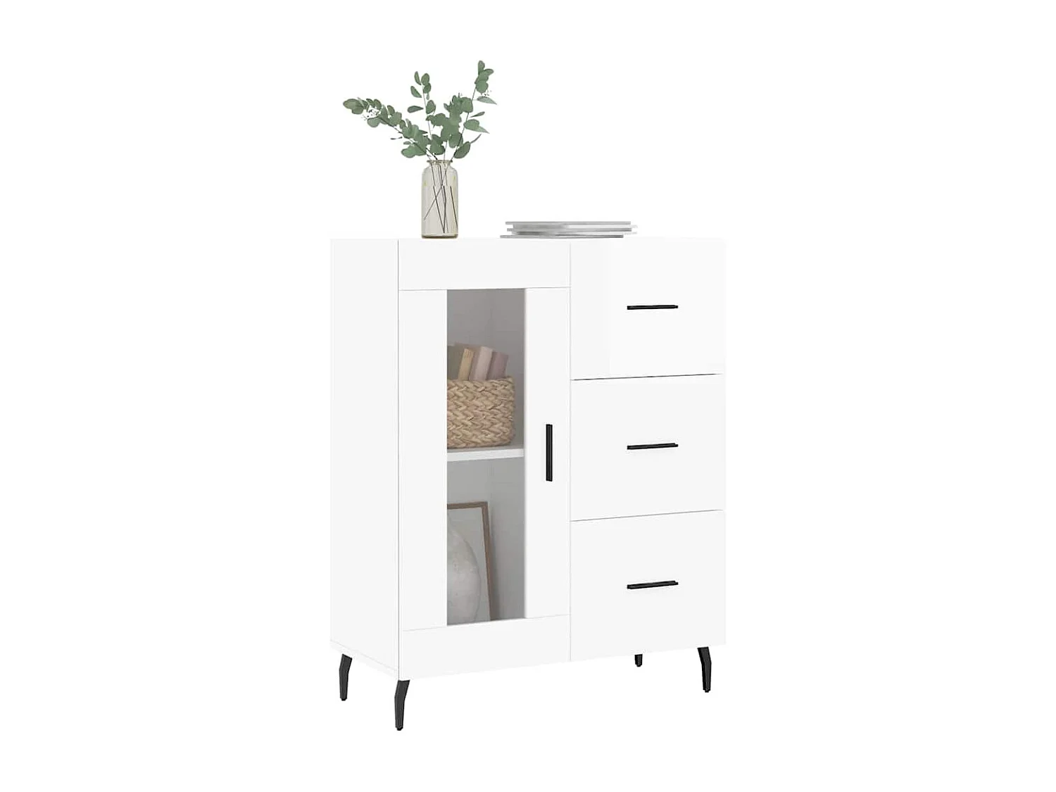 Berkfield Sideboard High Gloss White 69.5x34x90 cm Engineered Wood