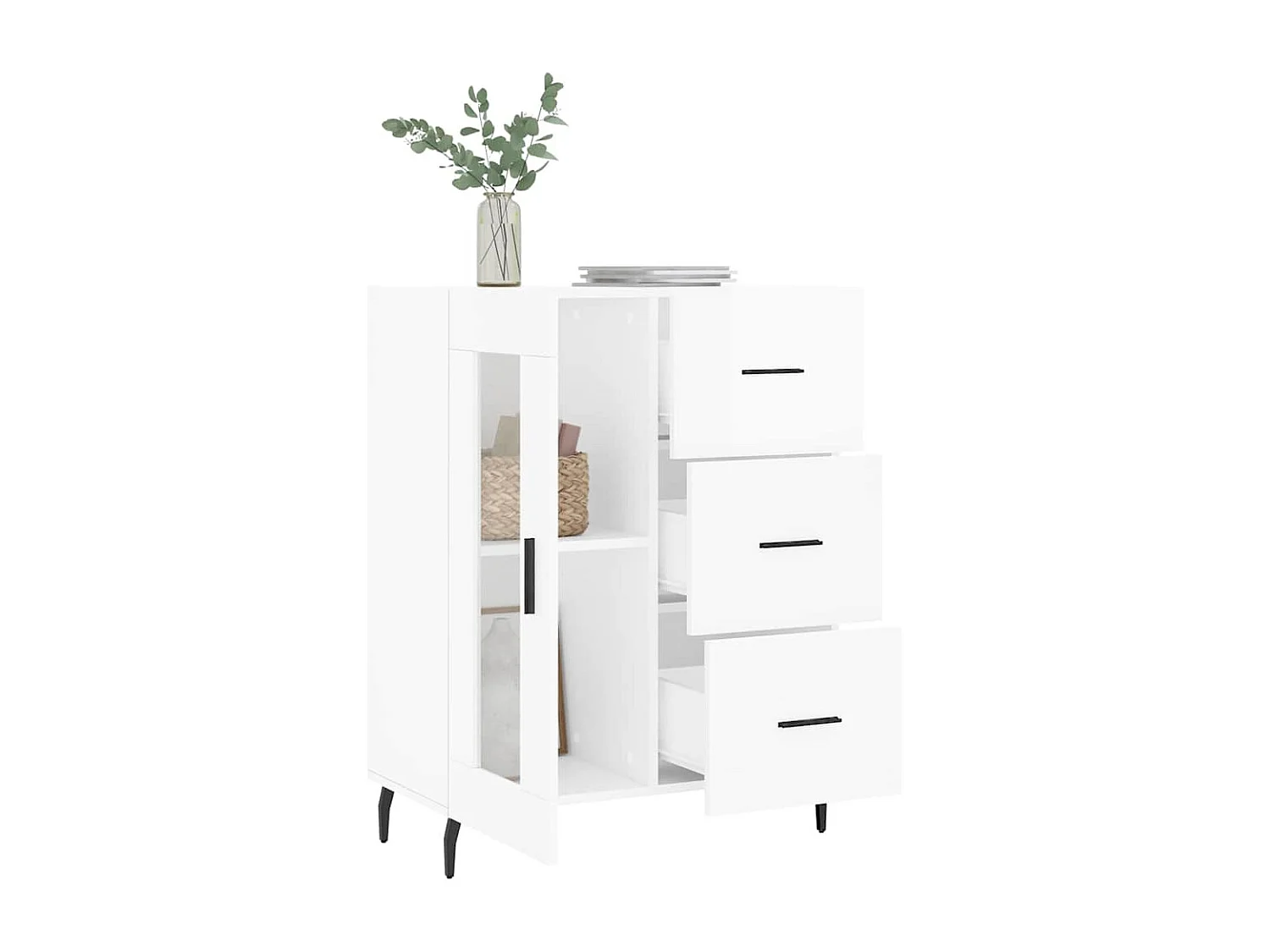 Berkfield Sideboard High Gloss White 69.5x34x90 cm Engineered Wood