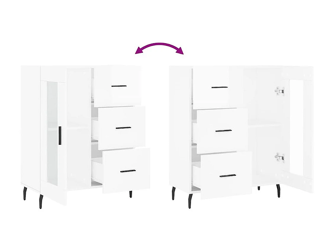 Berkfield Sideboard High Gloss White 69.5x34x90 cm Engineered Wood