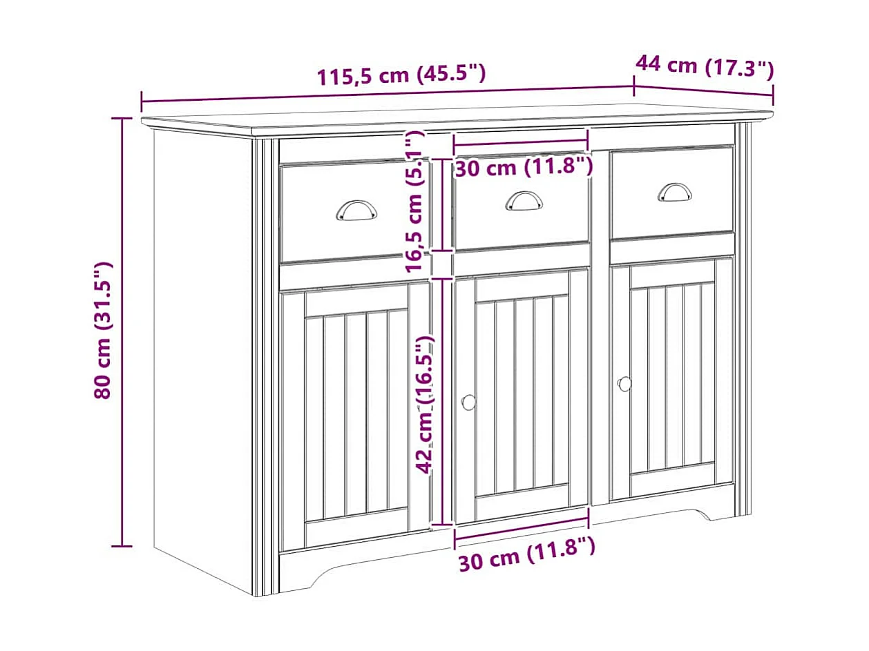 Berkfield Sideboard BODO Honey Brown 115.5 x 44 x 80 cm Engineered Wood