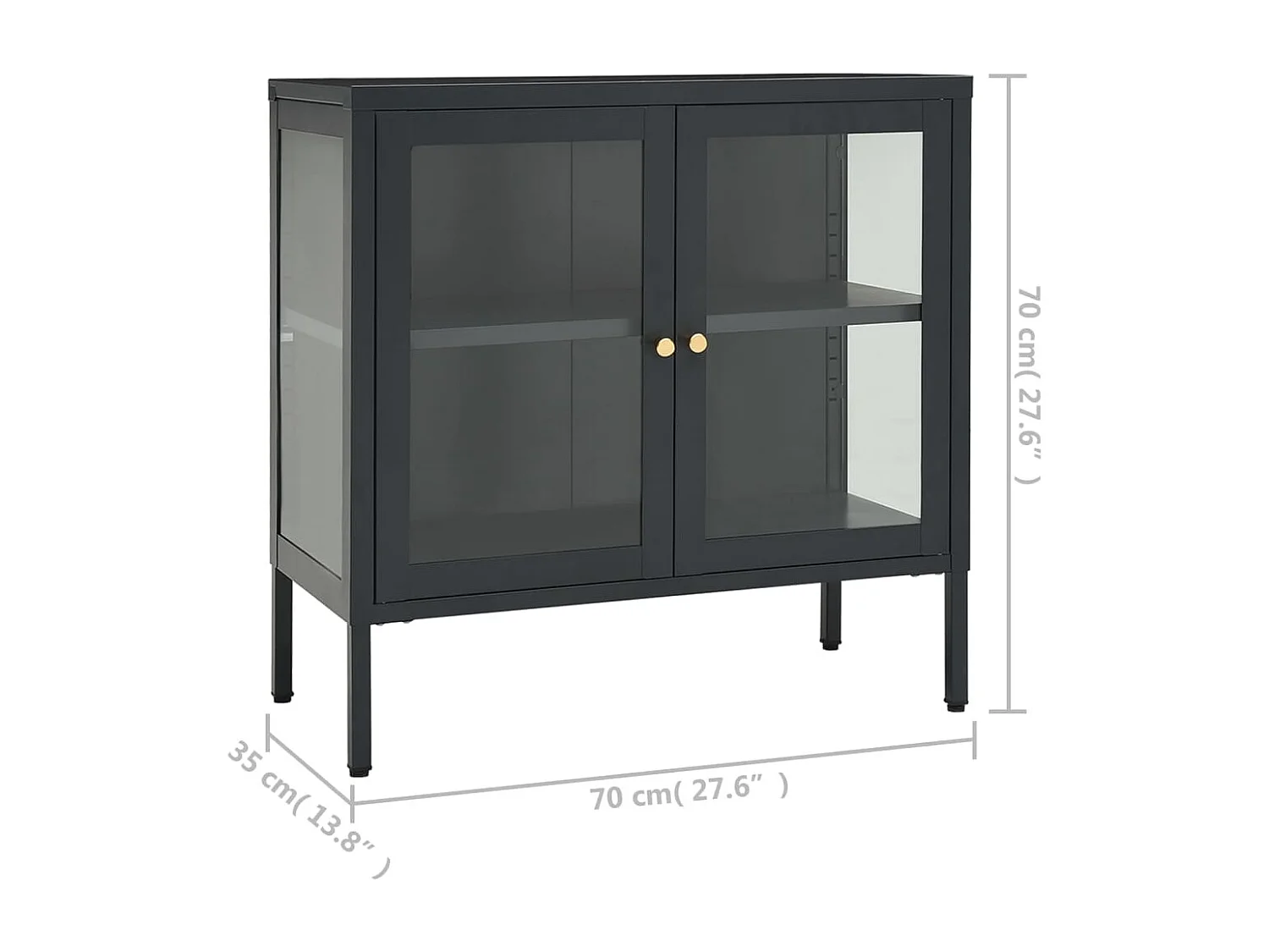 Berkfield Sideboard Anthracite 70x35x70 cm Steel and Glass