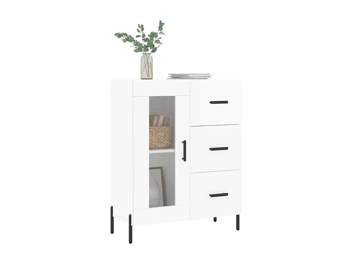 Berkfield Sideboard High Gloss White 69.5x34x90 cm Engineered Wood