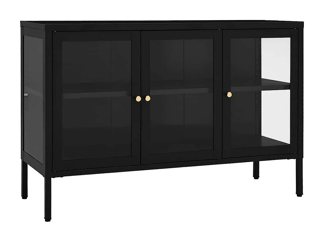Berkfield Sideboard Black 105x35x70 cm Steel and Glass