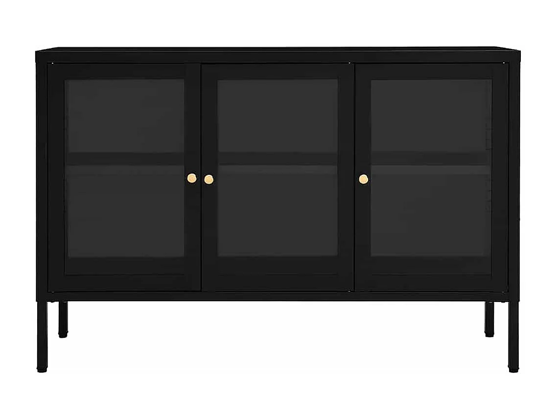 Berkfield Sideboard Black 105x35x70 cm Steel and Glass
