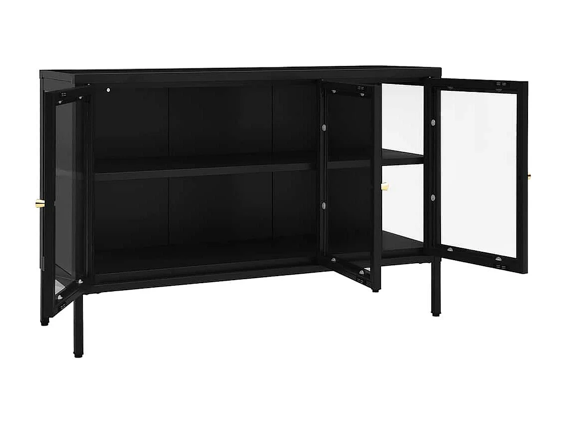 Berkfield Sideboard Black 105x35x70 cm Steel and Glass