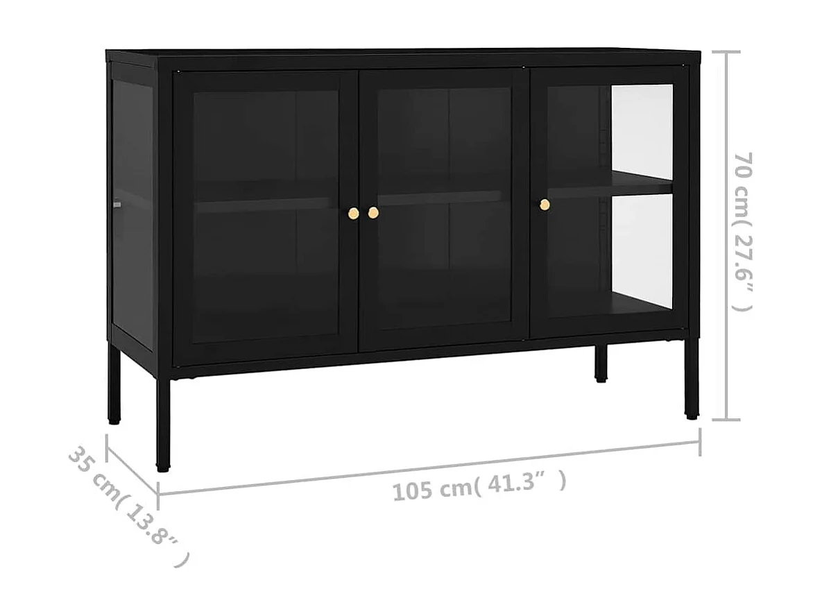Berkfield Sideboard Black 105x35x70 cm Steel and Glass