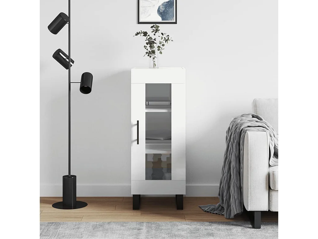 Berkfield Sideboard High Gloss White 34.5x34x90 cm Engineered Wood