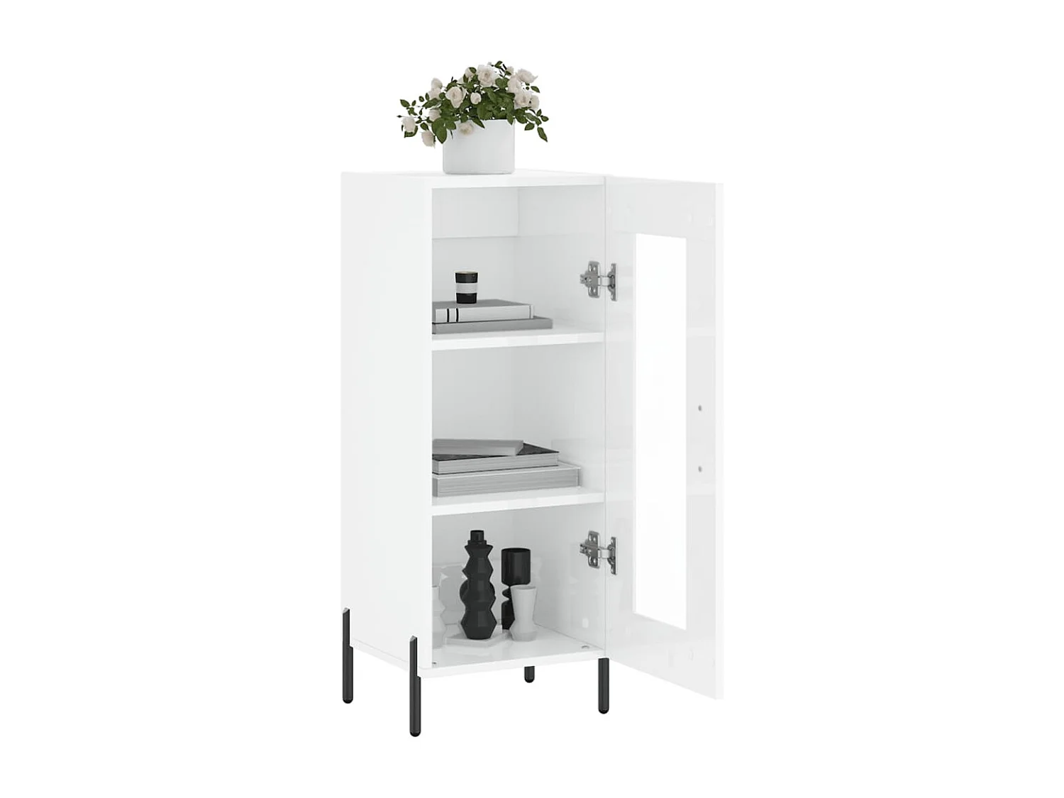 Berkfield Sideboard High Gloss White 34.5x34x90 cm Engineered Wood