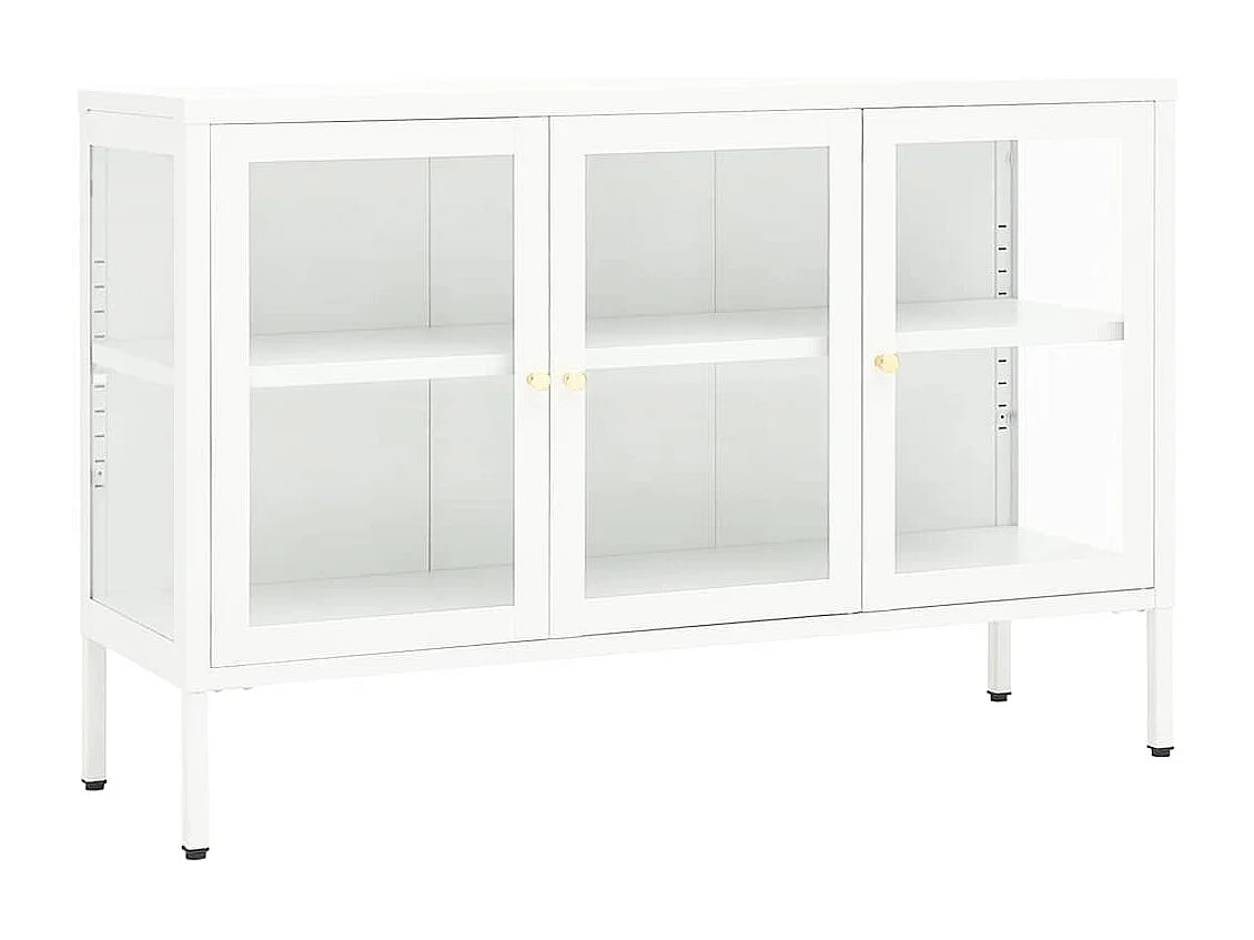 Berkfield Sideboard White 105x35x70 cm Steel and Glass