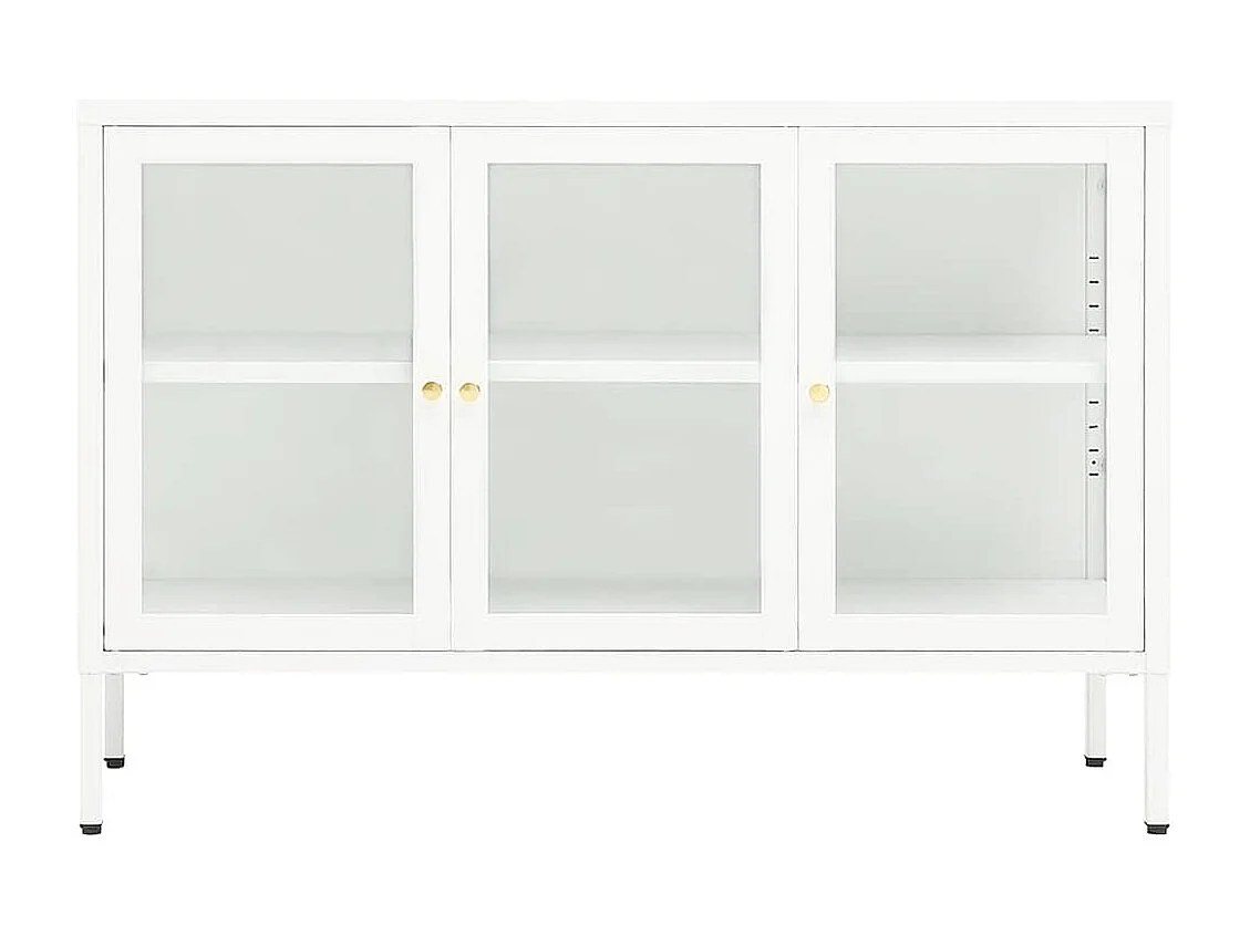 Berkfield Sideboard White 105x35x70 cm Steel and Glass