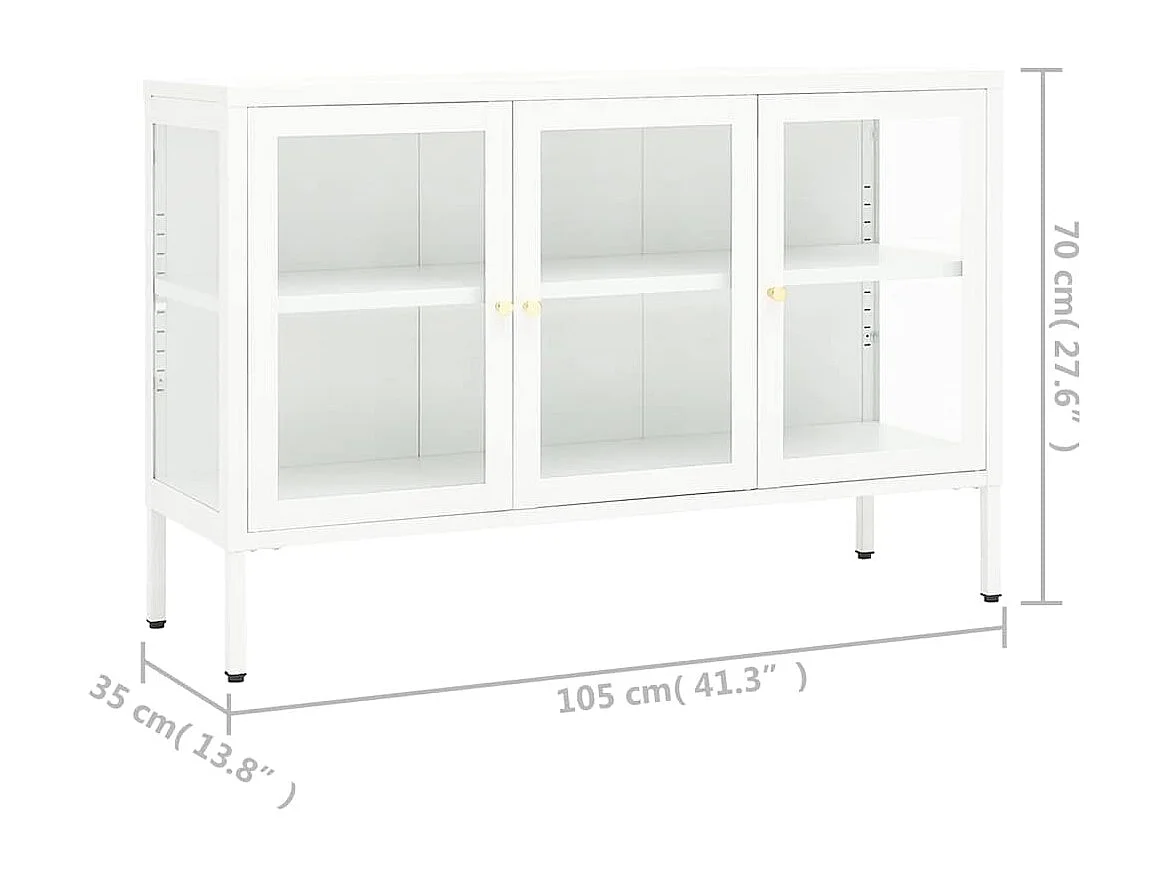 Berkfield Sideboard White 105x35x70 cm Steel and Glass
