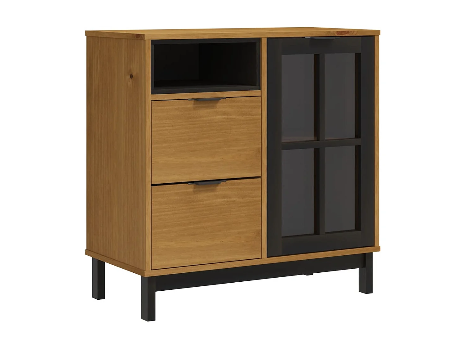 Berkfield Sideboard with Glass Door FLAM 80x40x80 cm Solid Wood Pine