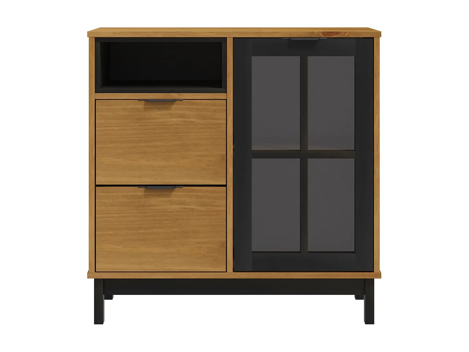 Berkfield Sideboard with Glass Door FLAM 80x40x80 cm Solid Wood Pine
