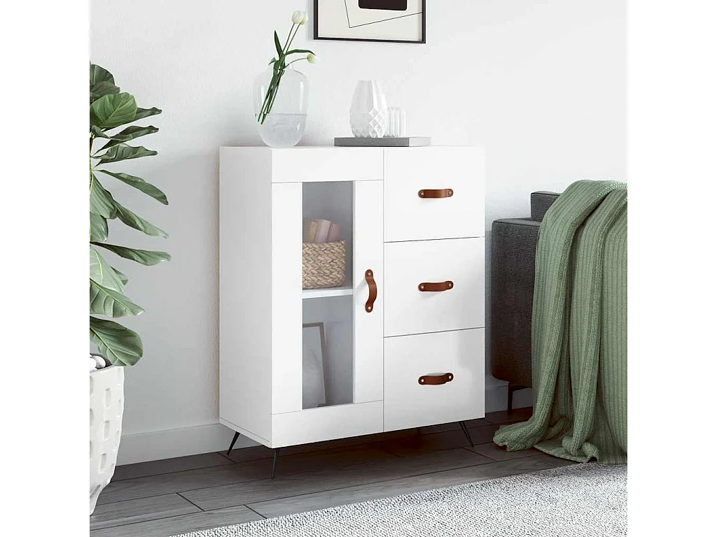 Berkfield Sideboard High Gloss White 69.5x34x90 cm Engineered Wood