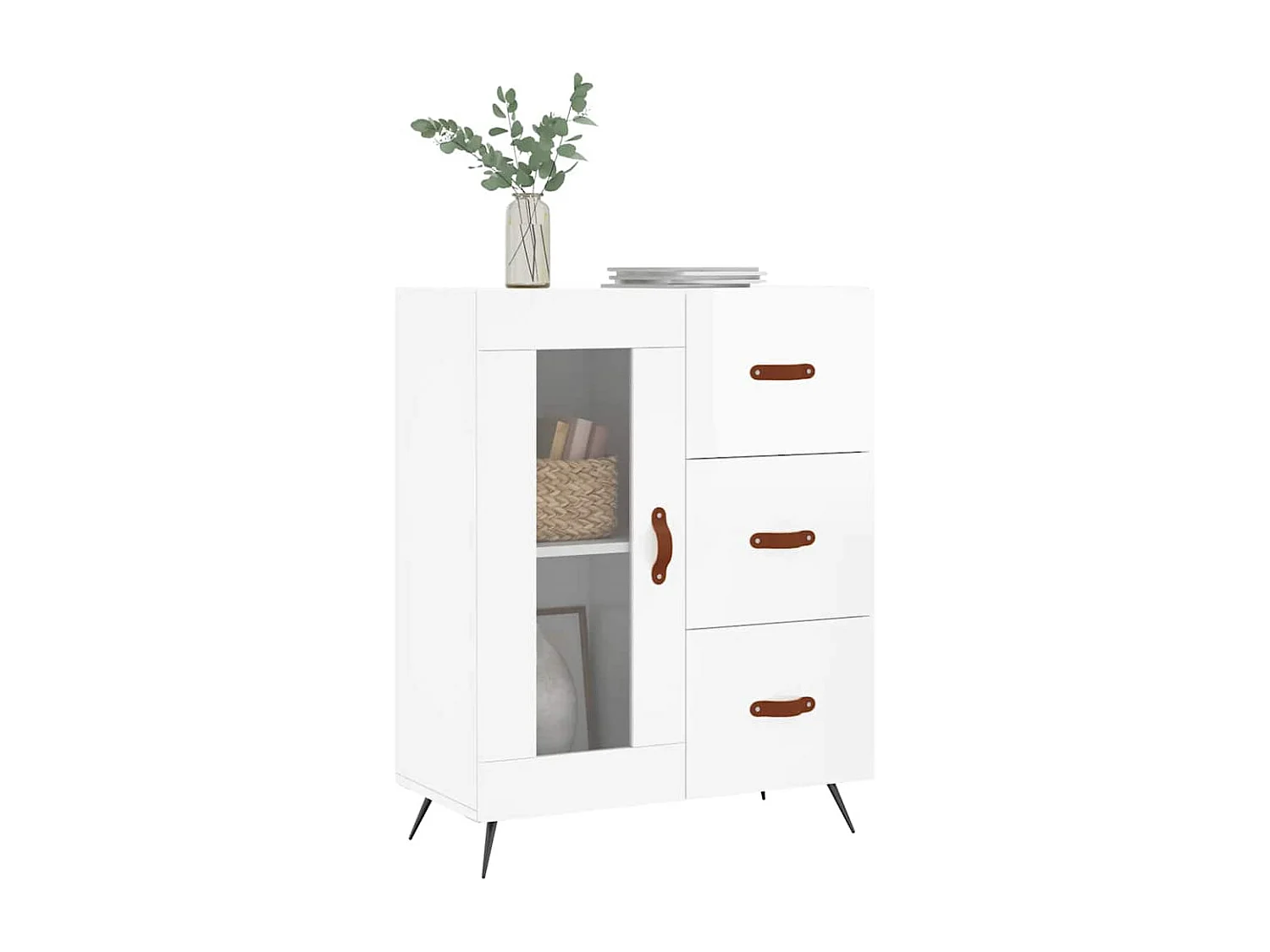 Berkfield Sideboard High Gloss White 69.5x34x90 cm Engineered Wood