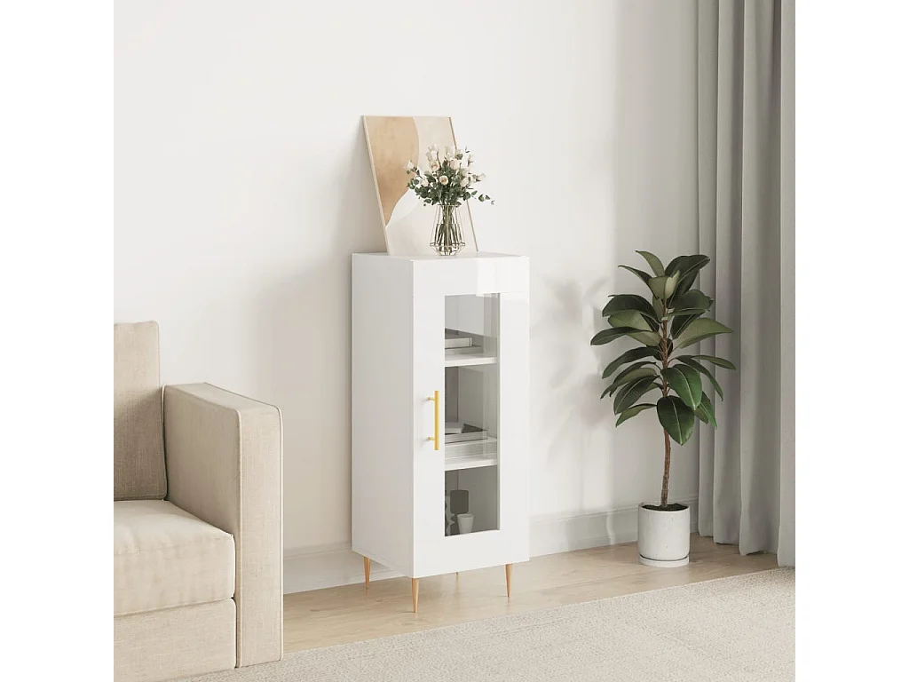 Berkfield Sideboard High Gloss White 34.5x34x90 cm Engineered Wood