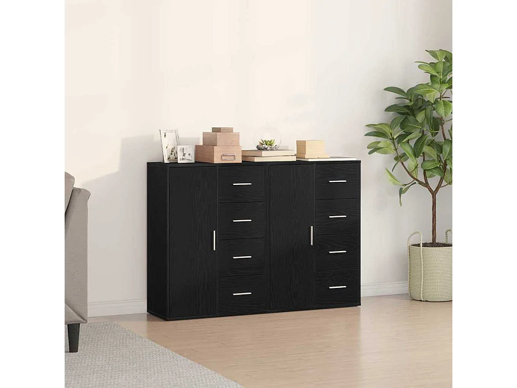 Berkfield Sideboard 2 pcs Black Oak 60 x 31 x 84 cm Engineered Wood