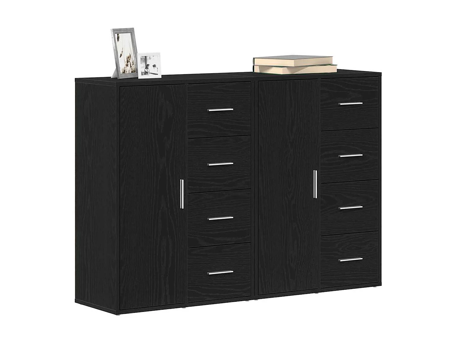 Berkfield Sideboard 2 pcs Black Oak 60 x 31 x 84 cm Engineered Wood