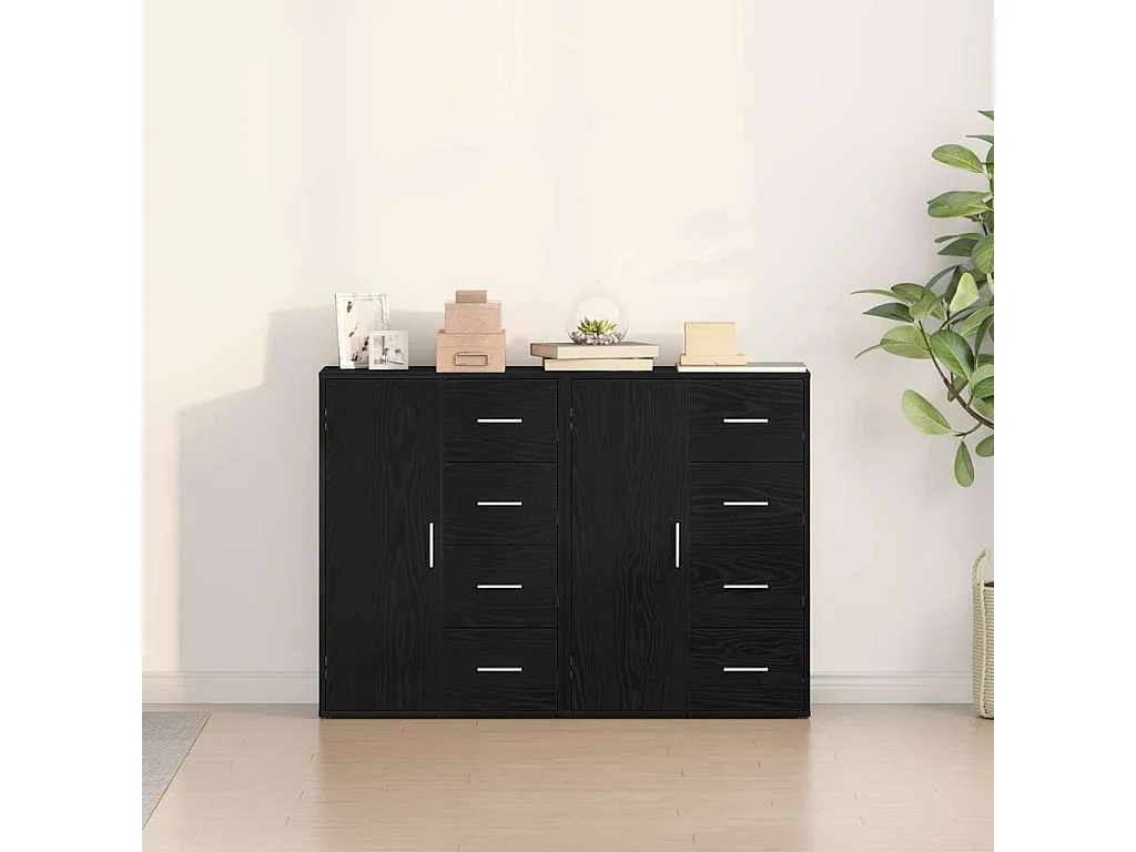 Berkfield Sideboard 2 pcs Black Oak 60 x 31 x 84 cm Engineered Wood