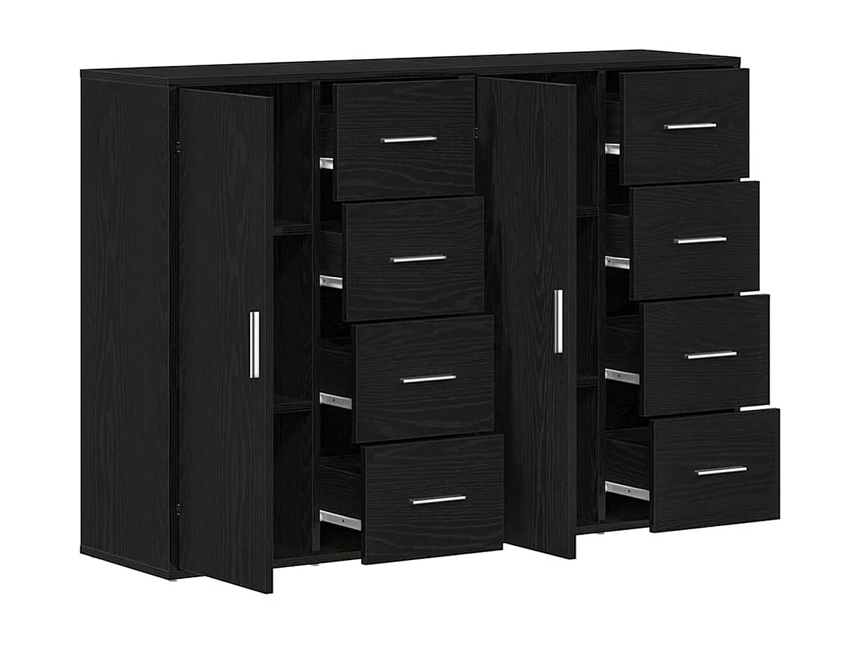 Berkfield Sideboard 2 pcs Black Oak 60 x 31 x 84 cm Engineered Wood